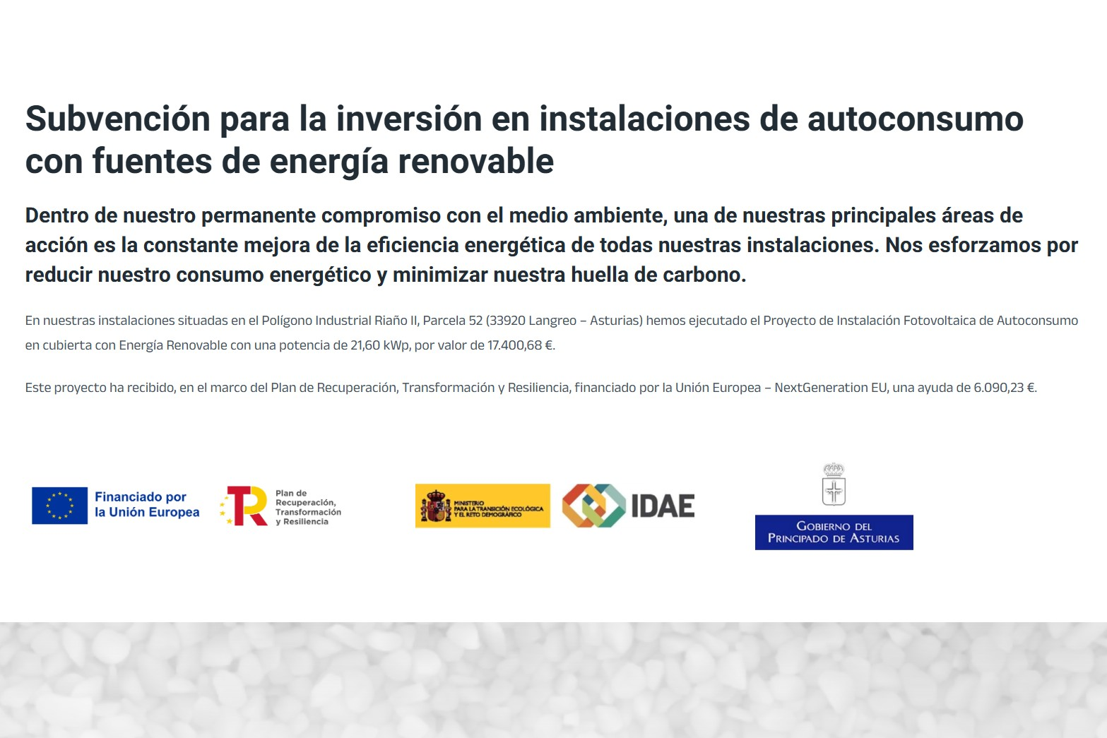 Subvención para la inversión en instalaciones de autoconsumo con ...